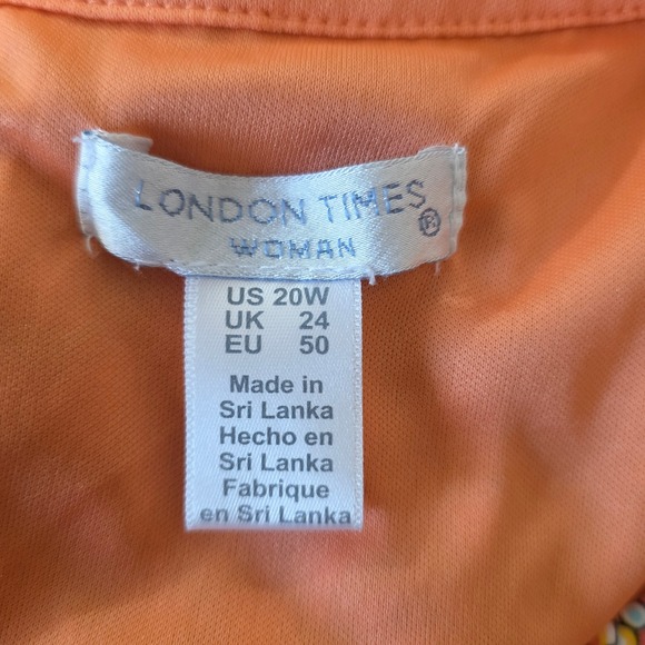 London Times Womens 20W Maxi Dress Orange Pink Paisley Medallion Sleeveless - Picture 8 of 10